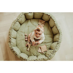 Sacco Portagiochi - Tappeto Gioco Imbottito e Baby Nest 3 in 1 in 100% Cotone Bio - Meadow Green  