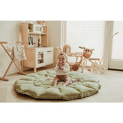 Sacco Portagiochi - Tappeto Gioco Imbottito e Baby Nest 3 in 1 in 100% Cotone Bio - Meadow Green  