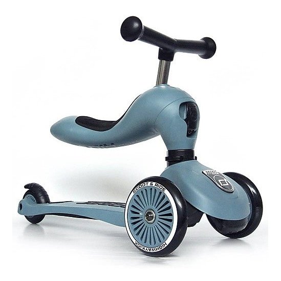 Monopattino e Triciclo 2in1 Highwaykick 1, Blu Acciaio Scoot and Ride  