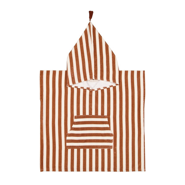 Poncho da Bagno a Righe - Marrone Rose in April  