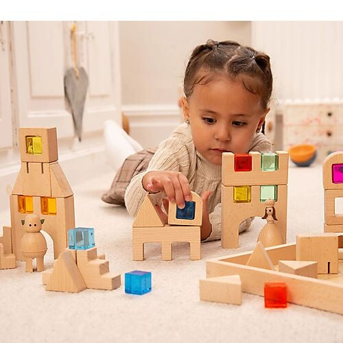 Set Costruzioni Gem Blocks - 25 Pezzi - Legno di Faggio - TickiT  