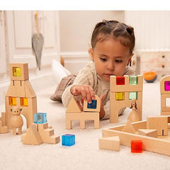 Set Costruzioni Gem Blocks - 25 Pezzi - Legno di Faggio - TickiT  