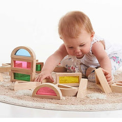 Set Gioco Rainbow Blocks - 24 Blocchi e 4 Forme - in Legno - TickiT  