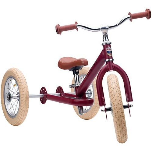 Bici 2 in 1 Rosso Vintage Opaco + Kit Terza Ruota per Convertirla in Triciclo - Trybike