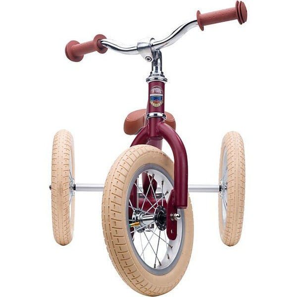 Bici 2 in 1 Rosso Vintage Opaco + Kit Terza Ruota per Convertirla in Triciclo - Trybike